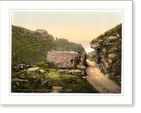 Historic Framed Print, Tintagel King Arthurs Castle from valley I Cornwall England,  17-7/8" x 21-7/8"