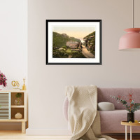 Historic Framed Print, Tintagel King Arthurs Castle from valley I Cornwall England,  17-7/8" x 21-7/8"