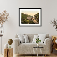 Historic Framed Print, Tintagel King Arthurs Castle from valley I Cornwall England,  17-7/8" x 21-7/8"