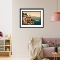 Historic Framed Print, The tower Nervi Genoa Italy,  17-7/8" x 21-7/8"