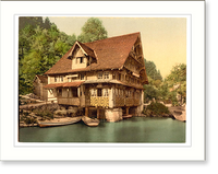 Historic Framed Print, Treib chalet on lake Lake Lucerne Switzerland,  17-7/8" x 21-7/8"