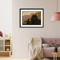 Historic Framed Print, Troldtinderne from hole Romsdalen Norway,  17-7/8" x 21-7/8"