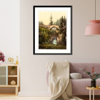 Historic Framed Print, Upper Engadine Ota Bridge Grisons Switzerland,  17-7/8" x 21-7/8"