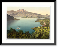 Historic Framed Print, Urnersee and Pilatus Lake Lucerne Switzerland,  17-7/8" x 21-7/8"