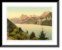 Historic Framed Print, Urnersee and Urirotstock Lake Lucerne Switzerland,  17-7/8" x 21-7/8"