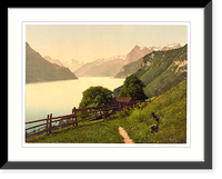 Historic Framed Print, Urnersee general view Lake Lucerne Switzerland,  17-7/8" x 21-7/8"