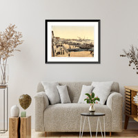 Historic Framed Print, Venice harbor and Palazzo dei Dogi Venice Italy,  17-7/8" x 21-7/8"