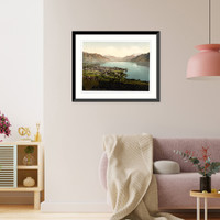 Historic Framed Print, Vevey and Dent du Midi Geneva Lake Switzerland,  17-7/8" x 21-7/8"