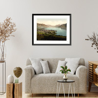 Historic Framed Print, Vevey and Dent du Midi Geneva Lake Switzerland,  17-7/8" x 21-7/8"