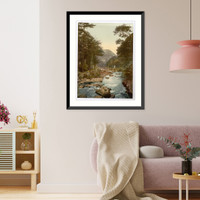 Historic Framed Print, View in the East Lyn. with Lynton Lynton and Lynmouth England,  17-7/8" x 21-7/8"