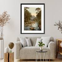 Historic Framed Print, View in the East Lyn. with Lynton Lynton and Lynmouth England,  17-7/8" x 21-7/8"