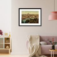 Historic Framed Print, View of Schaffhausen with the Munoth Schaffhausen Switzerland,  17-7/8" x 21-7/8"