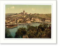 Historic Framed Print, View of Schaffhausen with the Munoth Schaffhausen Switzerland,  17-7/8" x 21-7/8"