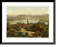 Historic Framed Print, View of the southern chain of Alps with the Titlis from Drei Linden Lucerne Switzerland,  17-7/8" x 21-7/8"