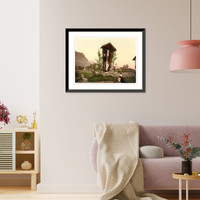 Historic Framed Print, View showing crucifix Garmisch Upper Bavaria Germany,  17-7/8" x 21-7/8"