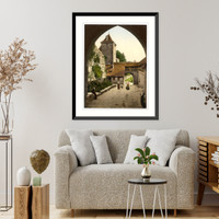 Historic Framed Print, View through door of Kobolzeller (i.e. Kobolzeller Tor) Rothenburg (i.e. ob der Tauber) Bavaria Germany,  17-7/8" x 21-7/8"