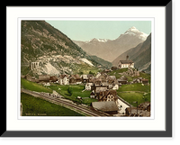Historic Framed Print, Wassen and Middle Maienreuss Bridge St. Gotthard Switzerland,  17-7/8" x 21-7/8"
