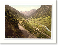 Historic Framed Print, Wassen view of the Three Tracks St. Gotthard Railway Switzerland,  17-7/8" x 21-7/8"