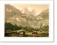 Historic Framed Print, Well and Wetterhorn Bernese Oberland Switzerland,  17-7/8" x 21-7/8"