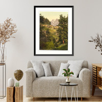 Historic Framed Print, Zmutt Valley with Mischabelh&ouml;rner group Valais Alps of Switzerland,  17-7/8" x 21-7/8"