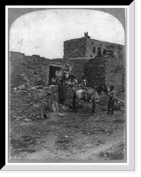 Historic Framed Print, Views in the ca&ntilde;ons of the Colorado River and among the Aztec cities of Arizona. Our brown stone front at Oribay [i.e. Oraibi],  17-7/8" x 21-7/8"