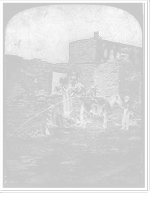 Historic Framed Print, Views in the ca&ntilde;ons of the Colorado River and among the Aztec cities of Arizona. Our brown stone front at Oribay [i.e. Oraibi],  17-7/8" x 21-7/8"