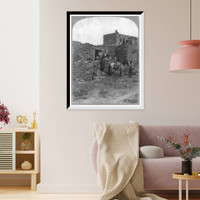 Historic Framed Print, Views in the ca&ntilde;ons of the Colorado River and among the Aztec cities of Arizona. Our brown stone front at Oribay [i.e. Oraibi],  17-7/8" x 21-7/8"