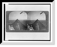 Historic Framed Print, The Graf Zeppelins rendezvous with the eternal desert and the more than 4000 year old pyraminds of Gizeh Egypt,  17-7/8" x 21-7/8"