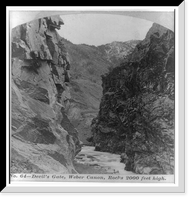 Historic Framed Print, Devils Gate Weber Canon. Rocks 2000 feet high,  17-7/8" x 21-7/8"