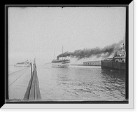 Historic Framed Print, [Departing steamers, Detroit & Cleveland Navigation Co. dock, Cleveland, Ohio],  17-7/8" x 21-7/8"