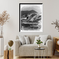 Historic Framed Print, Hot Springs on Gardiners River Upper Basins - 2,  17-7/8" x 21-7/8"