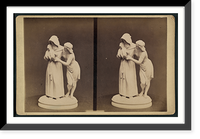Historic Framed Print, [Sculpture by an unknown artist of a bare-breasted woman offering a drink to a monk],  17-7/8" x 21-7/8"