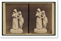 Historic Framed Print, [Sculpture by an unknown artist of a bare-breasted woman offering a drink to a monk],  17-7/8" x 21-7/8"