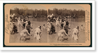 Historic Framed Print, Coptic pilgrims from Egypt bathing in the Holy Waters of the Jordan Palestine,  17-7/8" x 21-7/8"