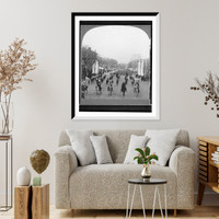 Historic Framed Print, Indian chiefs headed by Geronimo passing in review before President T.  Roosevelt inauguration March 4 1905 Washington D.C. U.S.A.,  17-7/8" x 21-7/8"