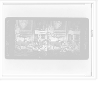 Historic Framed Print, [Dog looking at monkey with ball of yarn]. Leander Baker photographer.,  17-7/8" x 21-7/8"