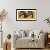 Historic Framed Print, [Donkey extending head through fence],  17-7/8" x 21-7/8"