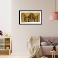 Historic Framed Print, [Fairmount Park Philadelphia with well-dressed people promenading on a terrace],  17-7/8" x 21-7/8"