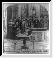 Historic Framed Print, Damascus interior of wealthy Jews house and his family,  17-7/8" x 21-7/8"