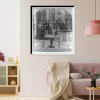 Historic Framed Print, Damascus interior of wealthy Jews house and his family,  17-7/8" x 21-7/8"