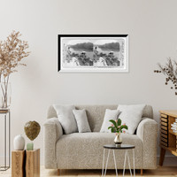 Historic Framed Print, With lookouts and gunners on the battle-scarred fortress showing broad San Juan Nicaragua C. A.,  17-7/8" x 21-7/8"