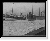 Historic Framed Print, [Boats on Cuyahoga River, Cleveland, Ohio],  17-7/8" x 21-7/8"