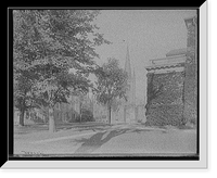 Historic Framed Print, [First Parish Church, thru Johnston gate, Cambridge, Mass.],  17-7/8" x 21-7/8"