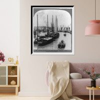 Historic Framed Print, Chinese gunboats on the Yang-tse-kiang Shanghai China,  17-7/8" x 21-7/8"