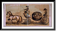 Historic Framed Print, [Dwarf in military uniform riding in walnut shell coach],  17-7/8" x 21-7/8"