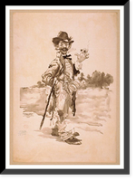 Historic Framed Print, [Tramp smoking cigar with cane over arm],  17-7/8" x 21-7/8"
