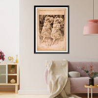 Historic Framed Print, [Two women dancing in ruffled costumes and hats],  17-7/8" x 21-7/8"