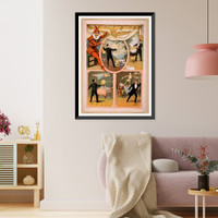 Historic Framed Print, [Zan Zig performing in four magic vignettes],  17-7/8" x 21-7/8"