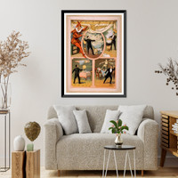Historic Framed Print, [Zan Zig performing in four magic vignettes],  17-7/8" x 21-7/8"