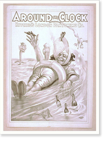 Historic Framed Print, Around the clock introducing Ritchies London Pantomime Co.,  17-7/8" x 21-7/8"